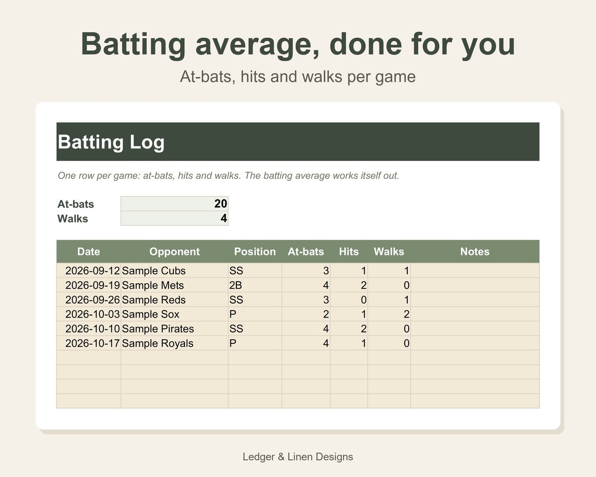 Youth Baseball Season Planner Spreadsheet preview 4