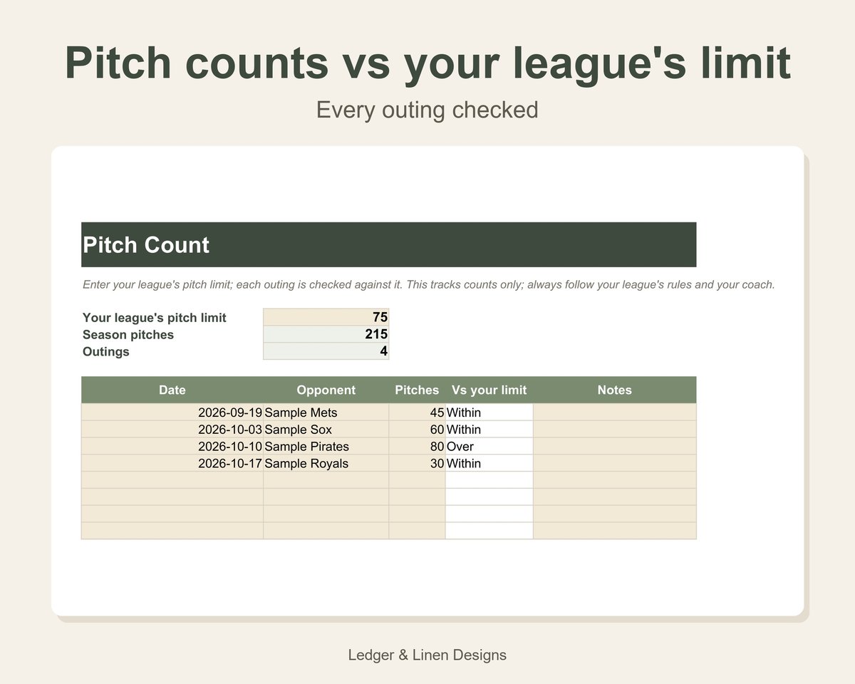 Youth Baseball Season Planner Spreadsheet preview 5