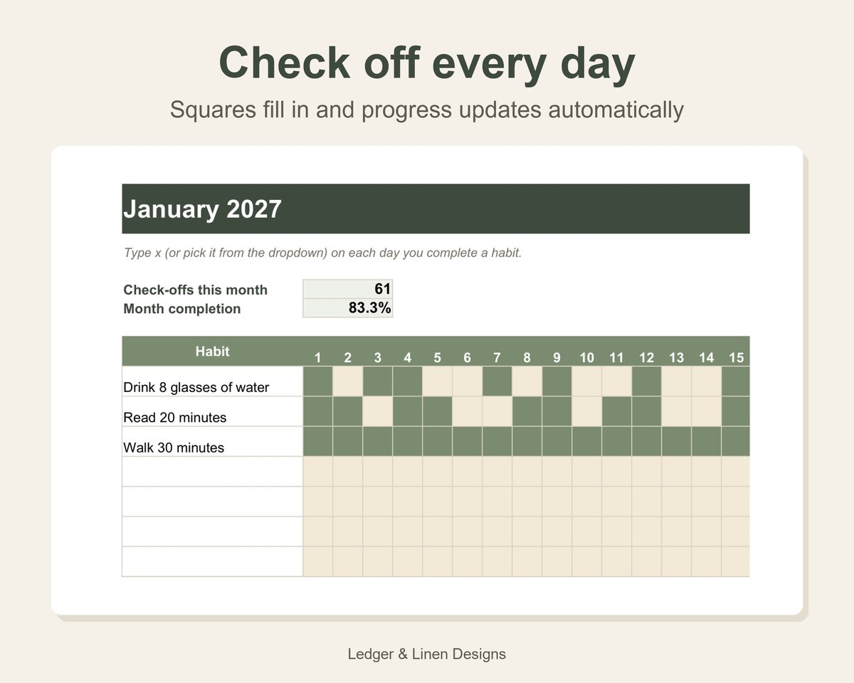 2027 Habit Tracker Spreadsheet preview 2