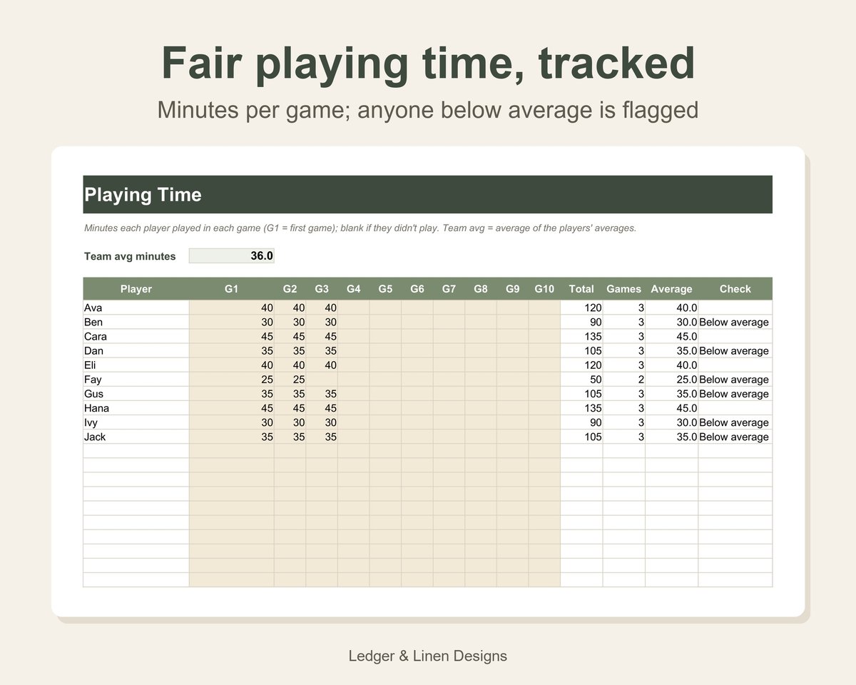 Youth Soccer Coach Planner Spreadsheet preview 3
