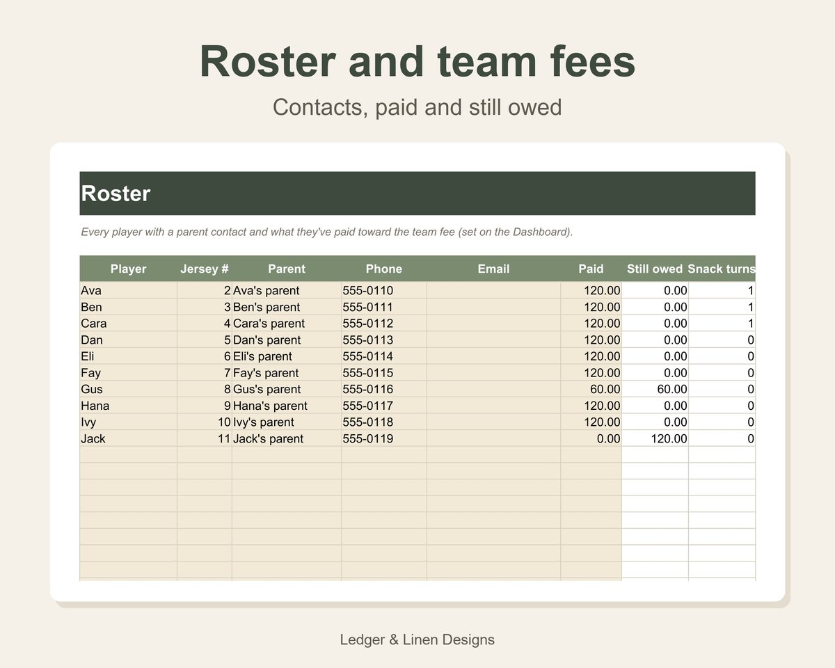 Youth Soccer Coach Planner Spreadsheet preview 5